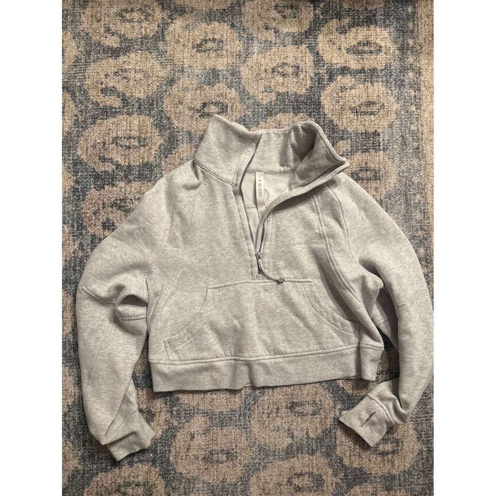 lululemon athletica Light Gray Half-Zip Cropped Sweatshirt